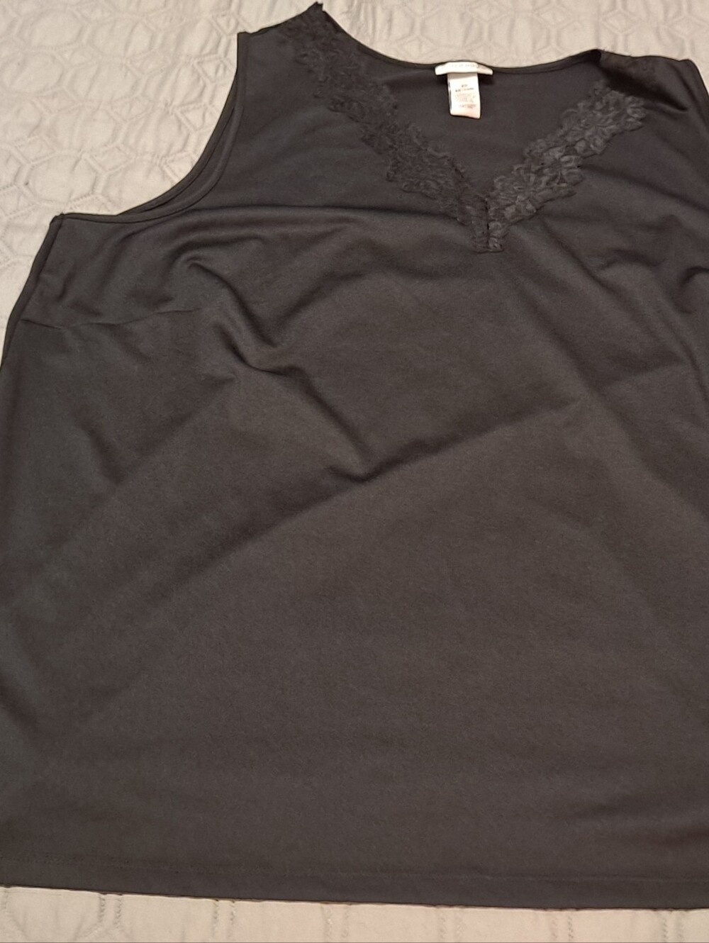 Catherines Black Lace-Trim Tank Top - 2X